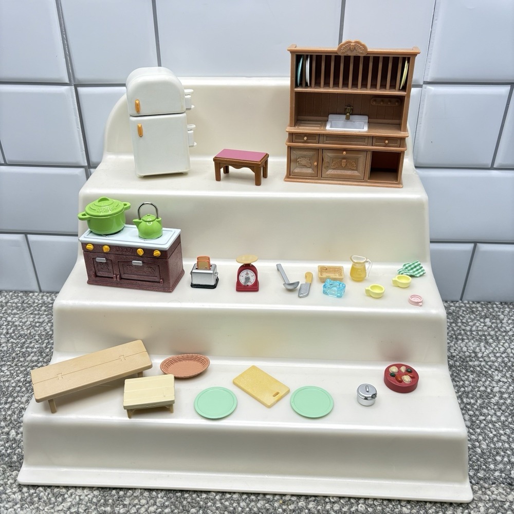 Epoch Calico Critters Kitchen Stove Refrigerator Dish‎ Hitch Kitchen Tools